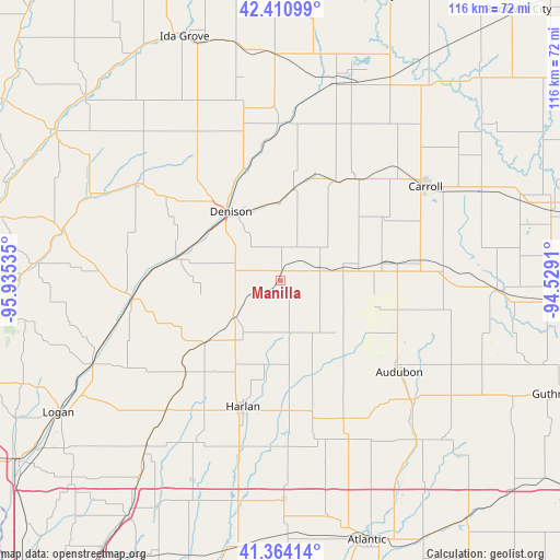 Manilla on map