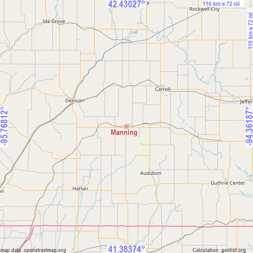Manning on map