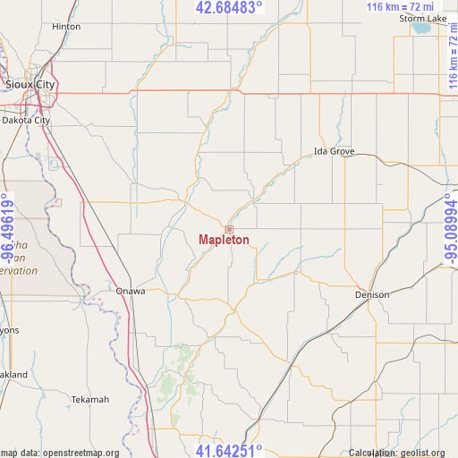 Mapleton on map