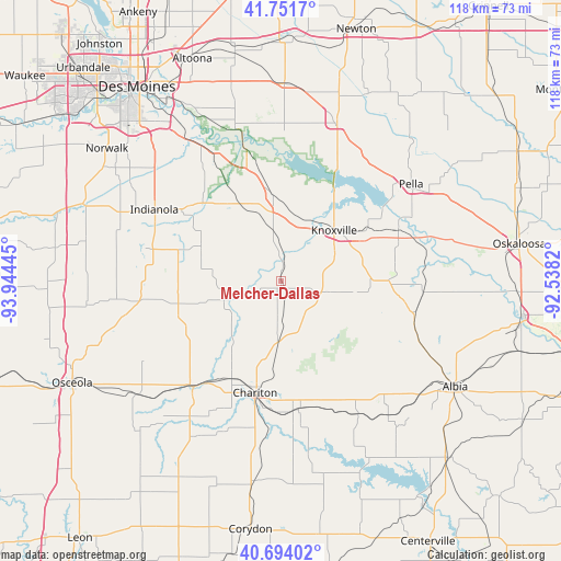 Melcher-Dallas on map