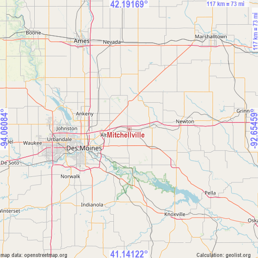 Mitchellville on map
