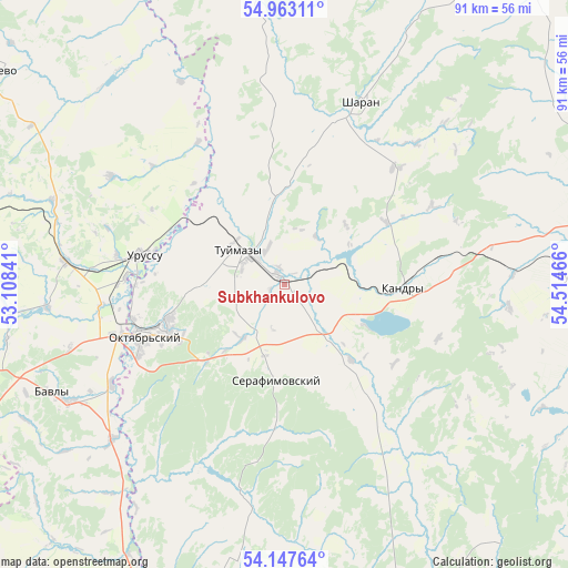 Subkhankulovo on map