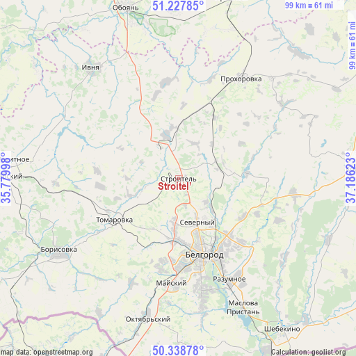 Stroitel’ on map