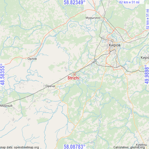 Strizhi on map