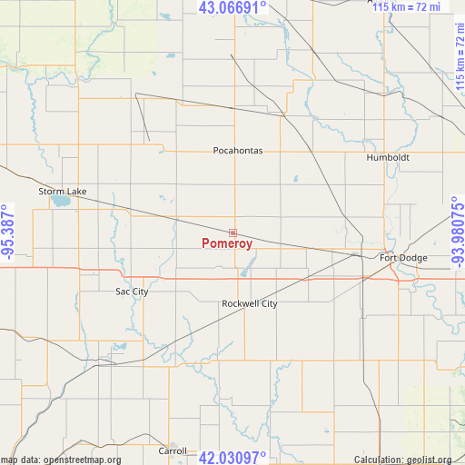 Pomeroy on map