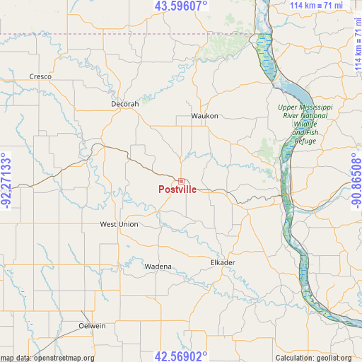 Postville on map