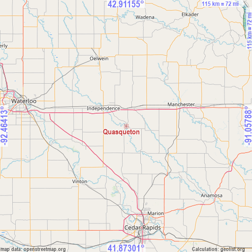 Quasqueton on map