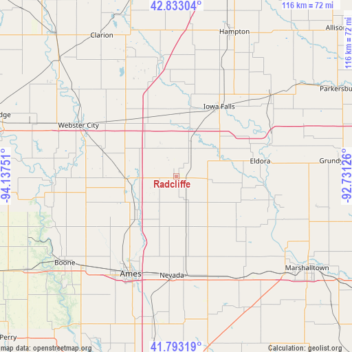 Radcliffe on map