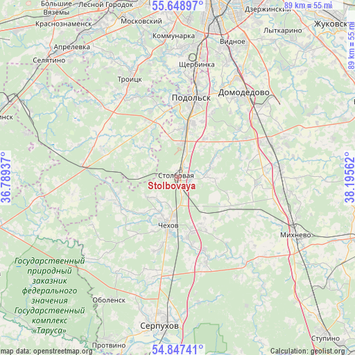 Stolbovaya on map