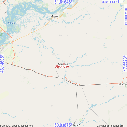 Stepnoye on map