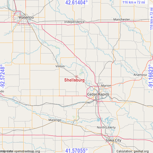 Shellsburg on map