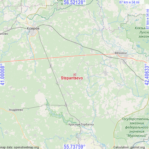 Stepantsevo on map