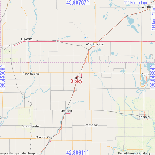 Sibley on map