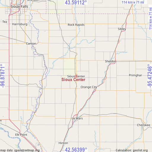 Sioux Center on map