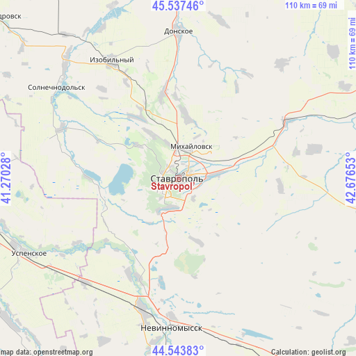 Stavropol’ on map