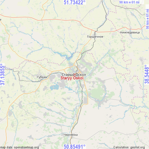 Staryy Oskol on map