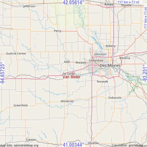 Van Meter on map