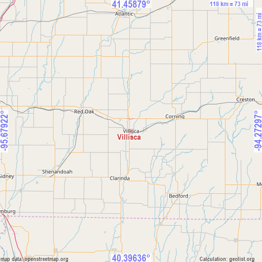 Villisca on map