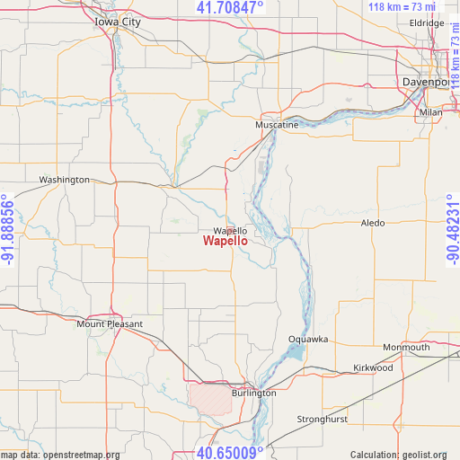 Wapello on map