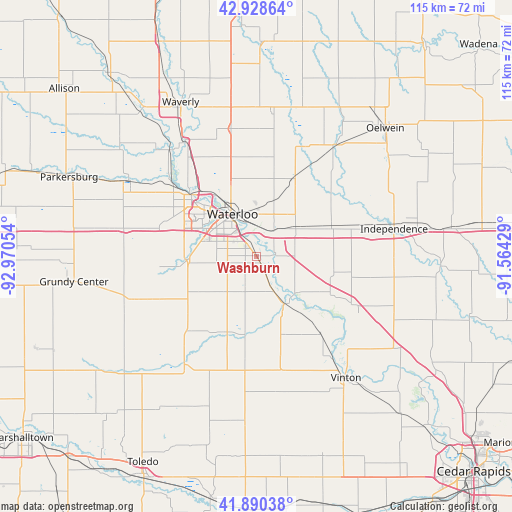 Washburn on map