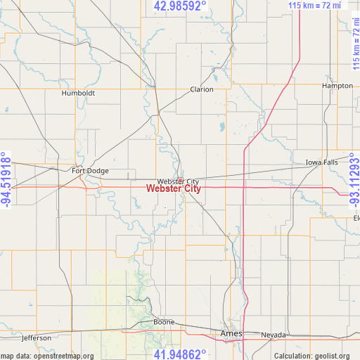 Webster City on map