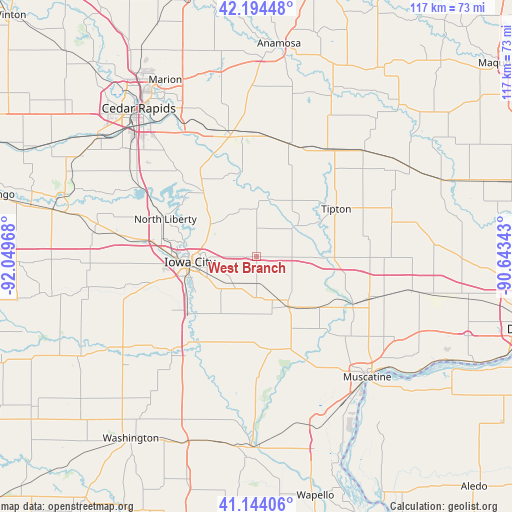 West Branch on map