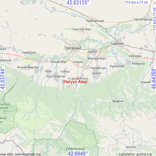 Staryye Atagi on map