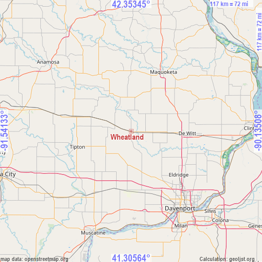 Wheatland on map