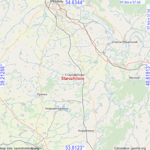 Starozhilovo on map