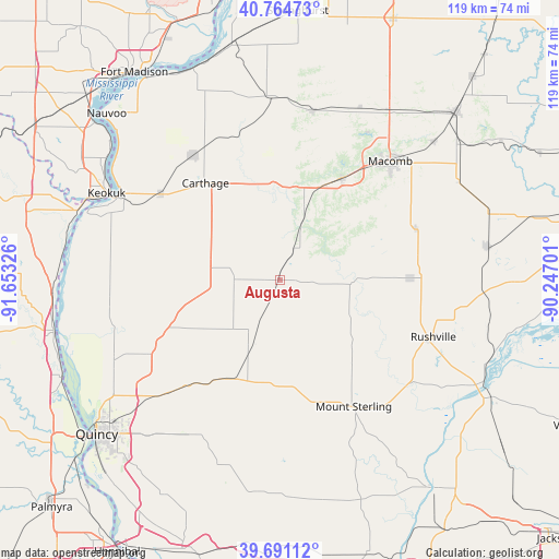 Augusta on map