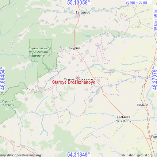 Staroye Drozhzhanoye on map