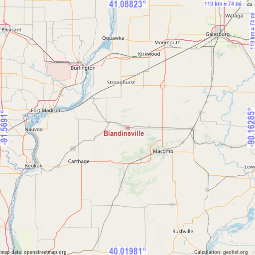 Blandinsville on map