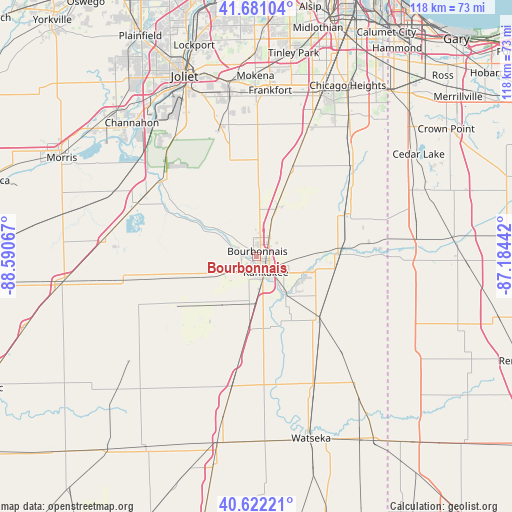 Bourbonnais on map