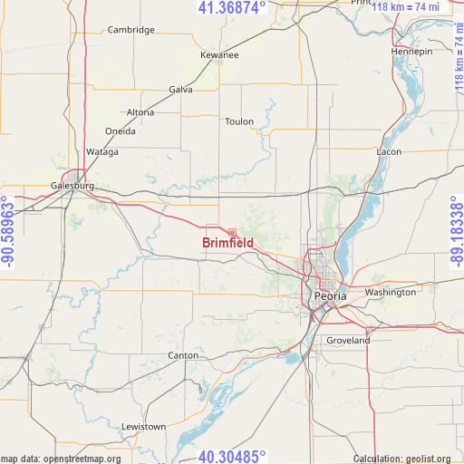 Brimfield on map