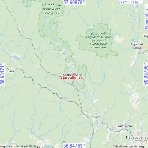 Staroutkinsk on map