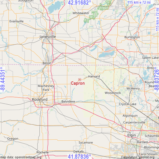 Capron on map