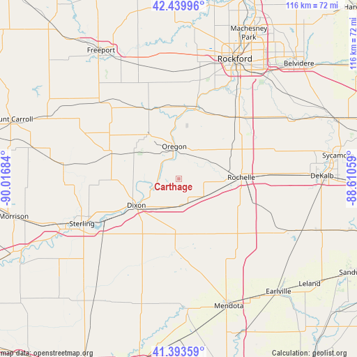 Carthage on map