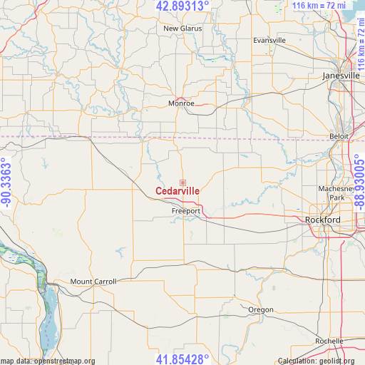 Cedarville on map