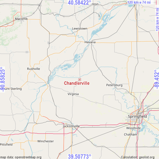 Chandlerville on map