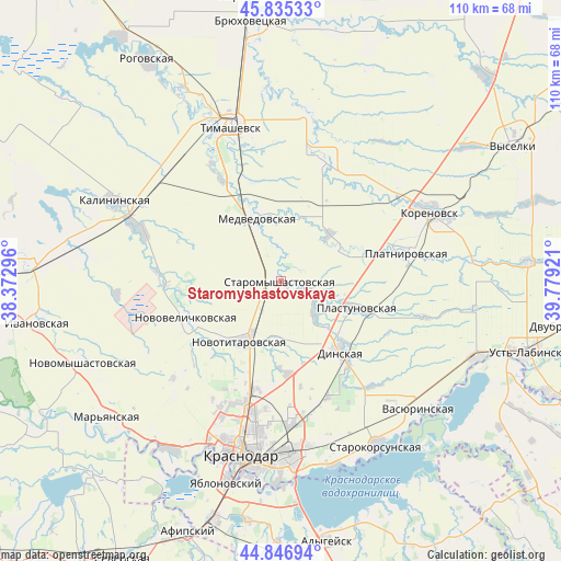 Staromyshastovskaya on map