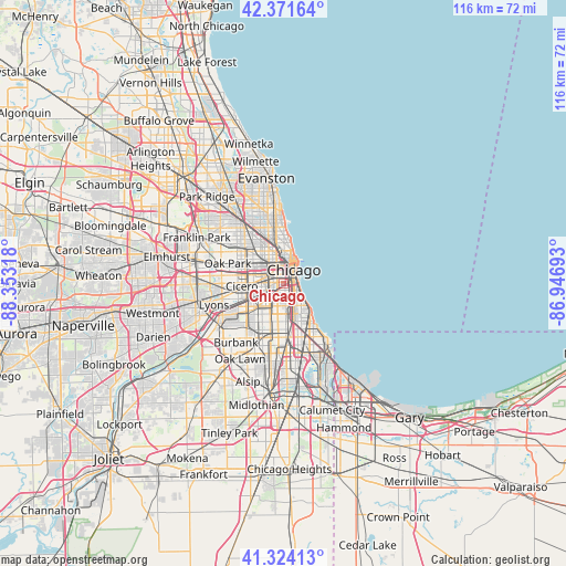 Chicago on map
