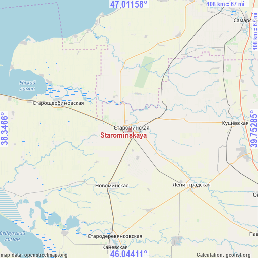Starominskaya on map