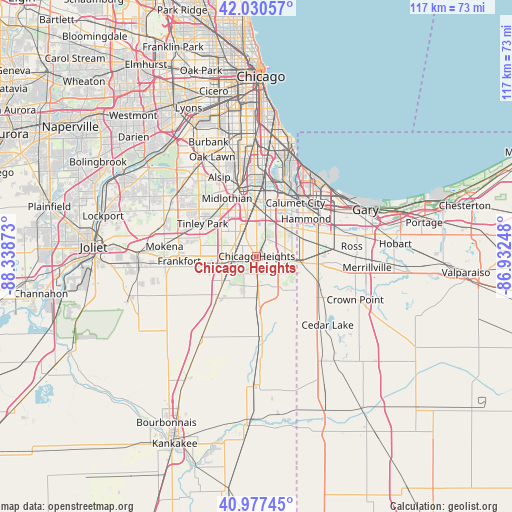 Chicago Heights on map