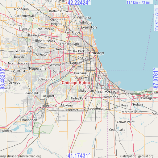 Chicago Ridge on map