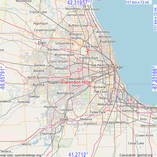 Clarendon Hills on map