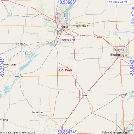 Delavan on map