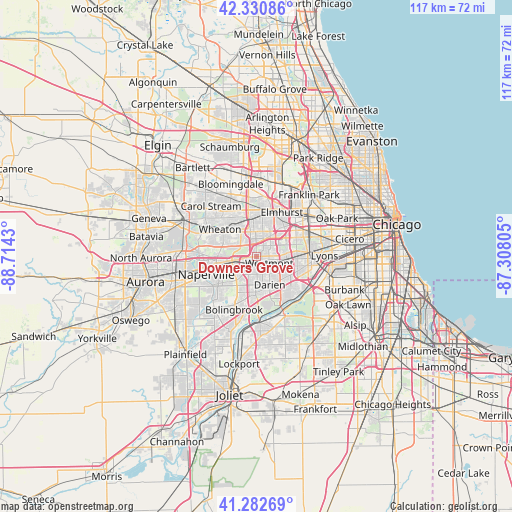 Downers Grove on map