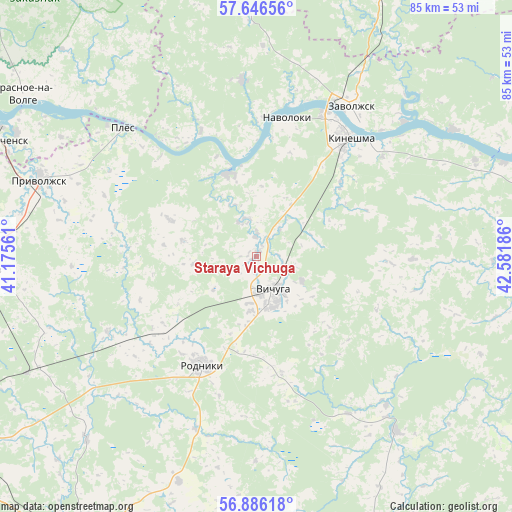 Staraya Vichuga on map