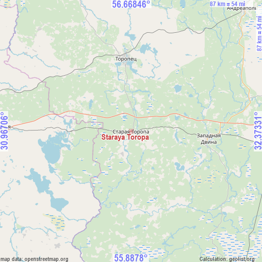 Staraya Toropa on map