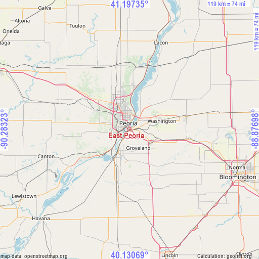 East Peoria on map